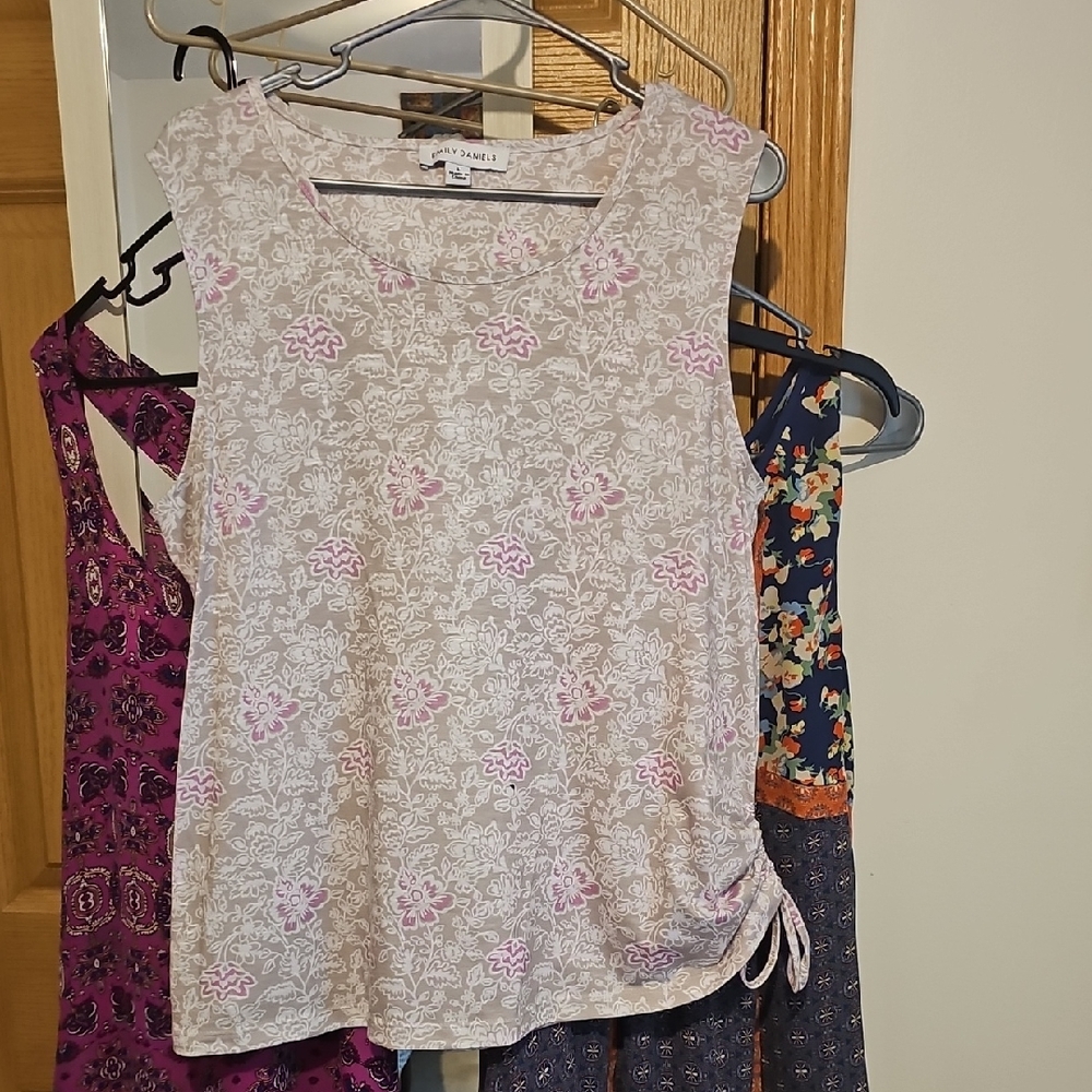 Zara Beige and Pink Floral Tank Top